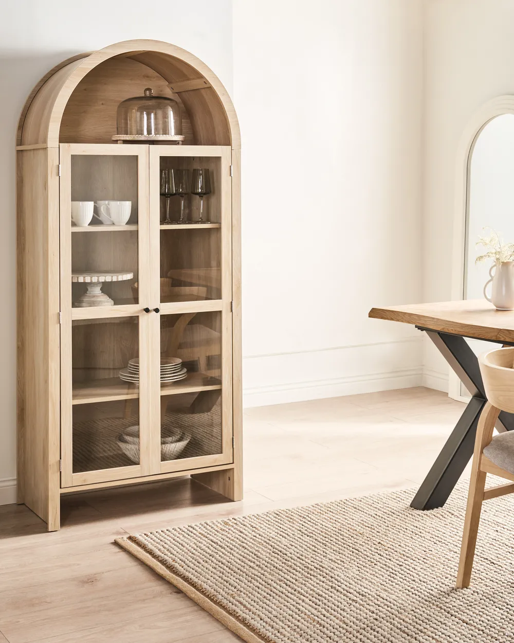 Glass Display Cabinet GLENWOOD 79 cm Light Brown