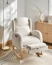 Rocking Chair HASLEV  with Footrest Boucle Off-White_1072203