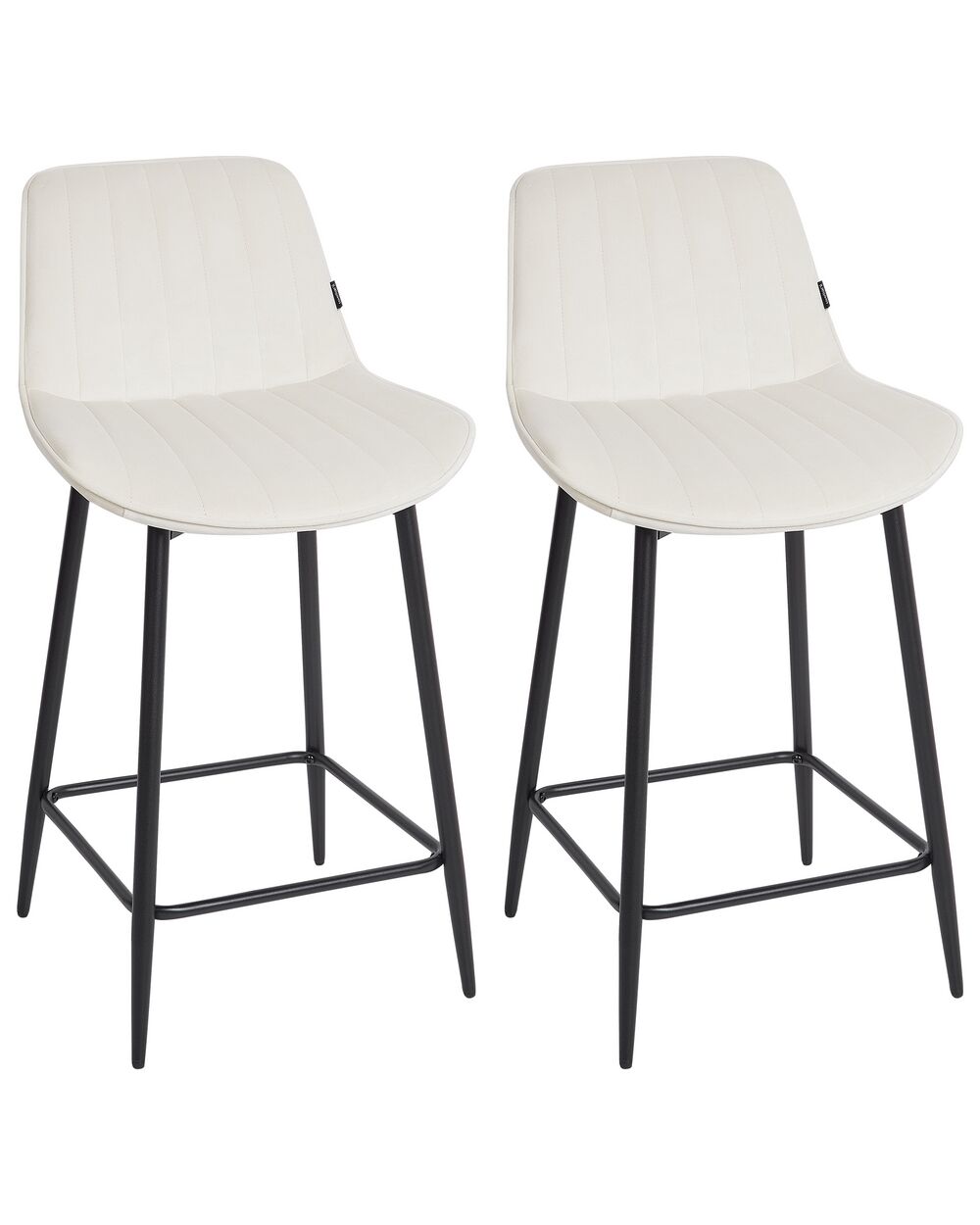 Set of 2 Bar Chairs DUBROVNIK Velvet Light Beige