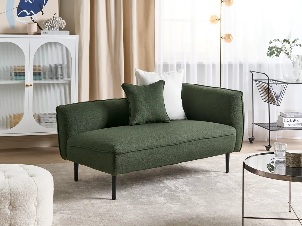 Right-Hand Chaise Longue CHEVANNES Boucle Dark Green