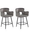 Set of 2 Bar Chairs SANILAC Velvet Light Grey