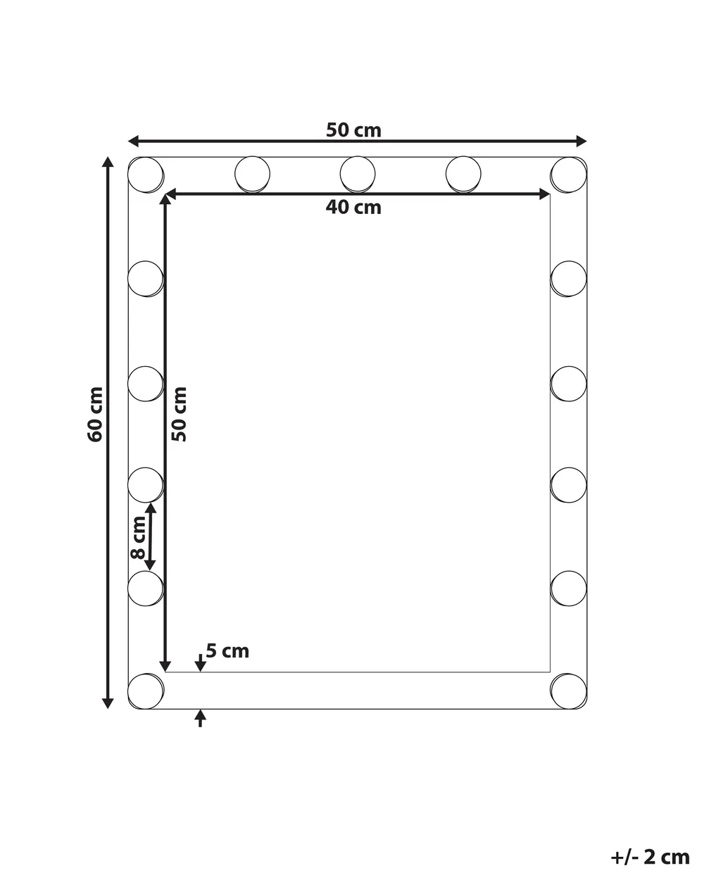 Badrumsspegel med LED ODENAS 50 cm 60 cm Svart_814047