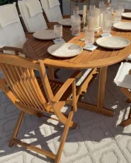 Trädgårdsmatgrupp 8-sits MAUI II med kuddar Akaciaträ Off-White_994228