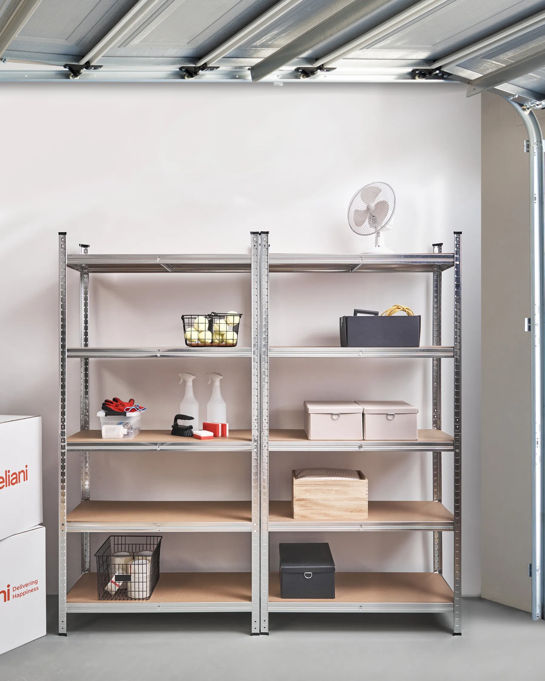 Set of 2 Garage Shelves XITTA 90 cm 180 cm Metal Silver_978797