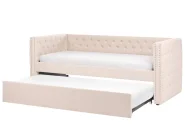 Utdragbar säng Bouclé GASSIN 90 x 200 cm Ljusbeige_1118924