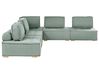 Modular Corner Sofa 5 Seater TIBRO Fabric Light Green Right Hand