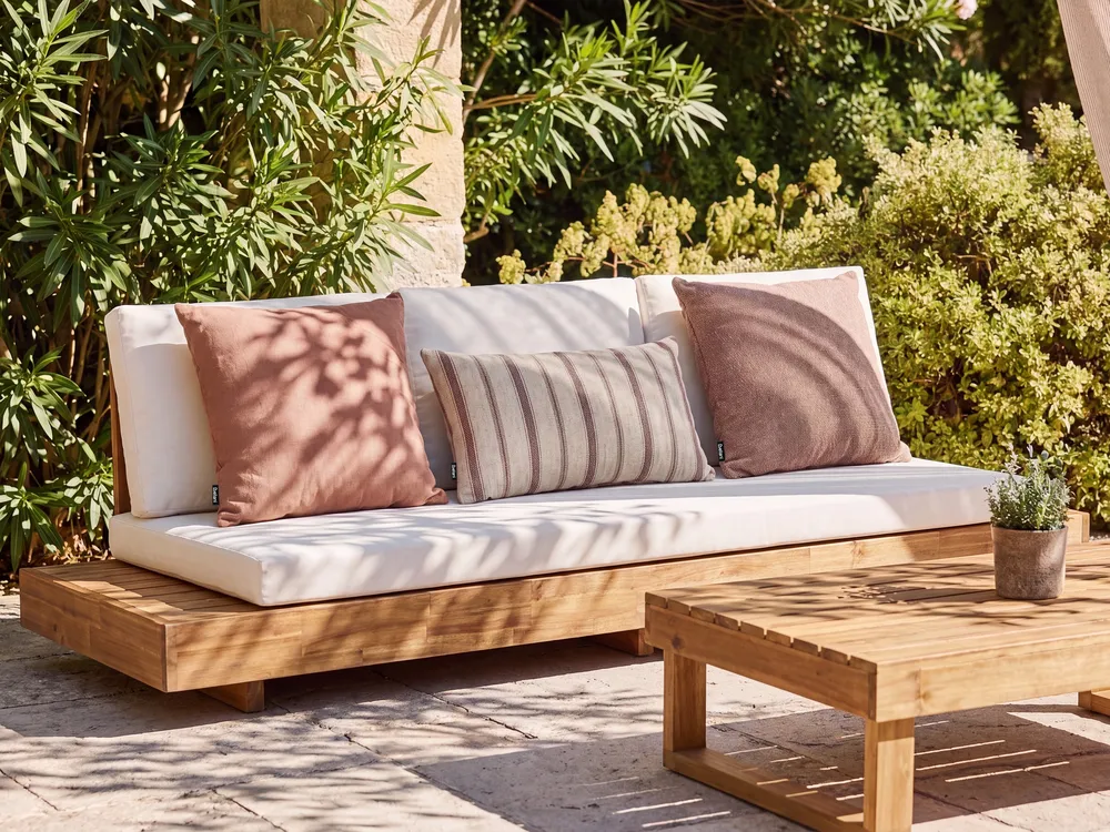 Set of 3 Outdoor Cushions MANZANIT Striped 30 x 50 cm 45 x 45 cm Light Red