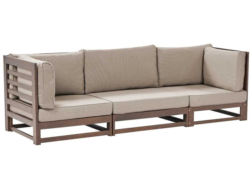 Garden Sofa 3 Seater TRANI Modular Certified Acacia Wood Dark Brown