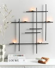 Wall Candle Holder PORTO 74 cm Black_968617