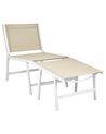 Garden Chair MARCEDDI with Footstool Metal White/ Beige