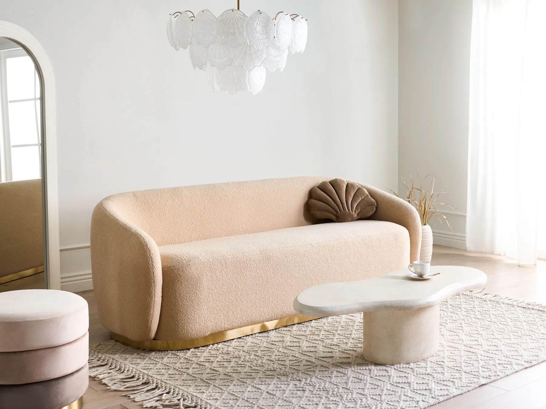 Sofa 2 Seater SIPO Boucle Beige_992947
