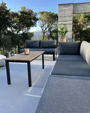 Garden Corner Sofa with Table 5 Seater MESSINA Metal Black Left Hand_921470
