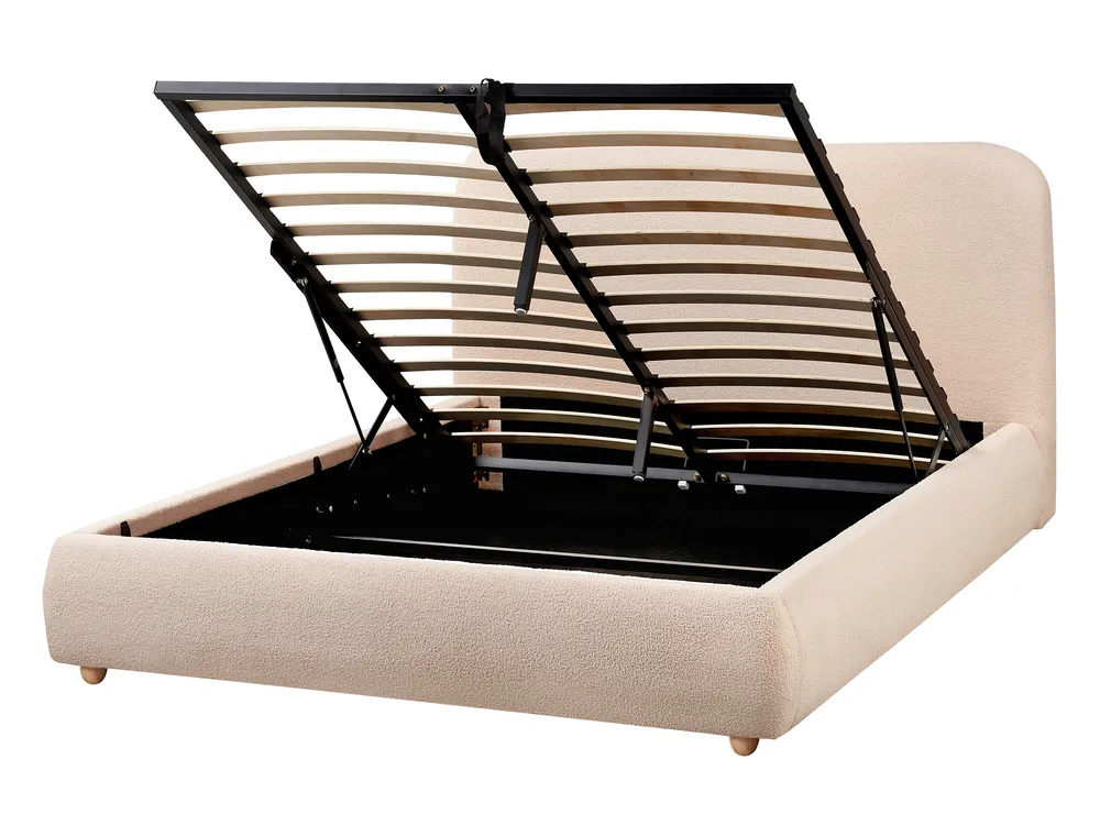 Ottoman Bed BLAGNAC Boucle Beige 140 x 200 cm (EU Double)_1009276