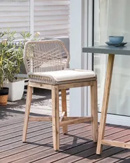 Set of 2 Garden Bar Chairs TALAMONE Acacia Wood Beige_934844