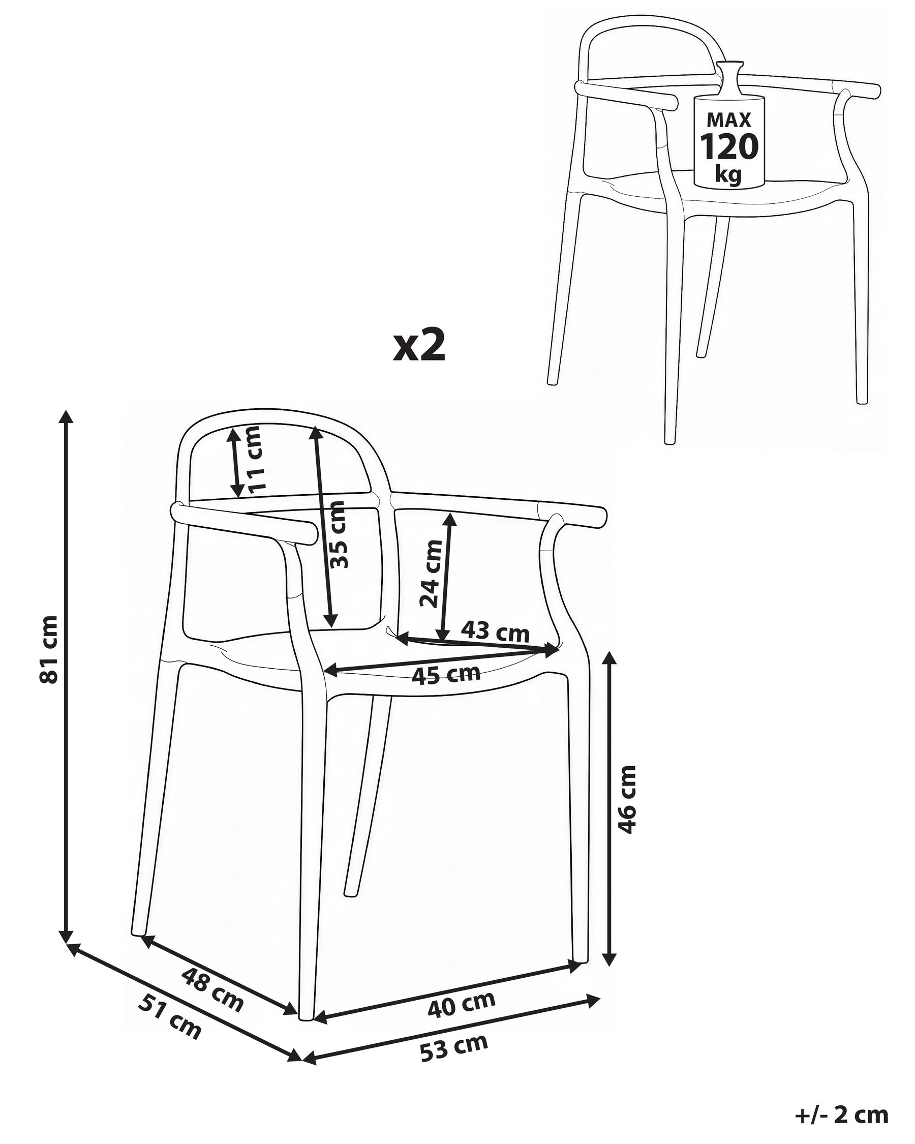 Set of 2 Garden Chairs VIDOR Black_1017366