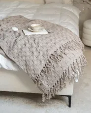Bedspread YERBENT Cotton 150 x 200 cm Light Grey_976515