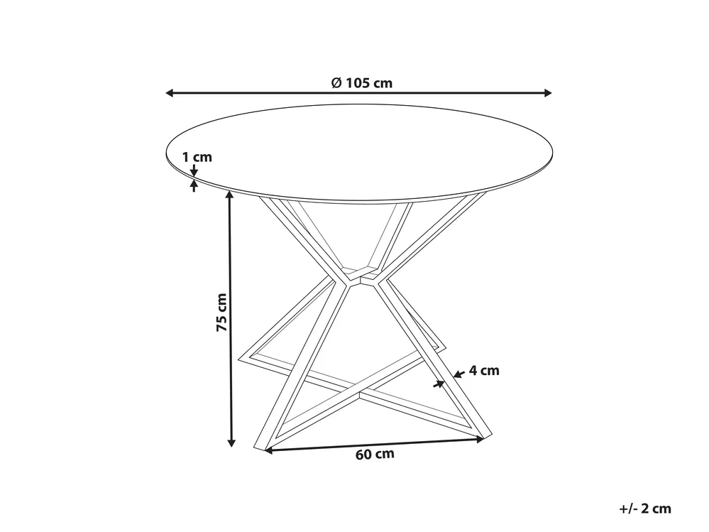 Matbord BOSCO Svart 105 cm 105 cm Härdat glas_850606