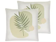 Set of 2 Decorative Cushions MICROSORUM 45 x 45 cm Light Green Plant Pattern_810683