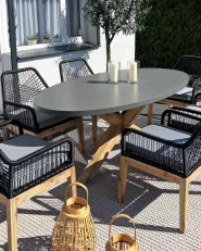 Garden Dining Set 4 Seater ORISTANO with Cushions Concrete Black_994174