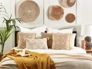 Set of 2 Decorative Cushions LYCROIS 45 x 45 cm Cotton Yellow Floral Pattern_838907