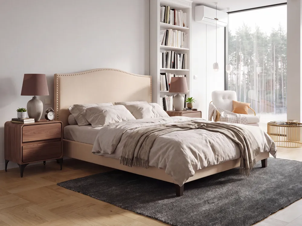 Bed Fabric MONTPELLIER 160 x 200 cm (EU King Size) Beige_1145516