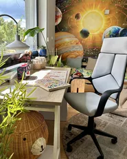 Home Office Desk HEBER 140 cm 60 cm with Drawers Brown/ White_883443