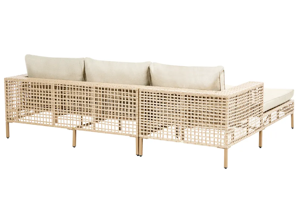 Garden Lounge Set with Table 4 Seater CALASETTA PE Rattan Beige Right Hand_999237