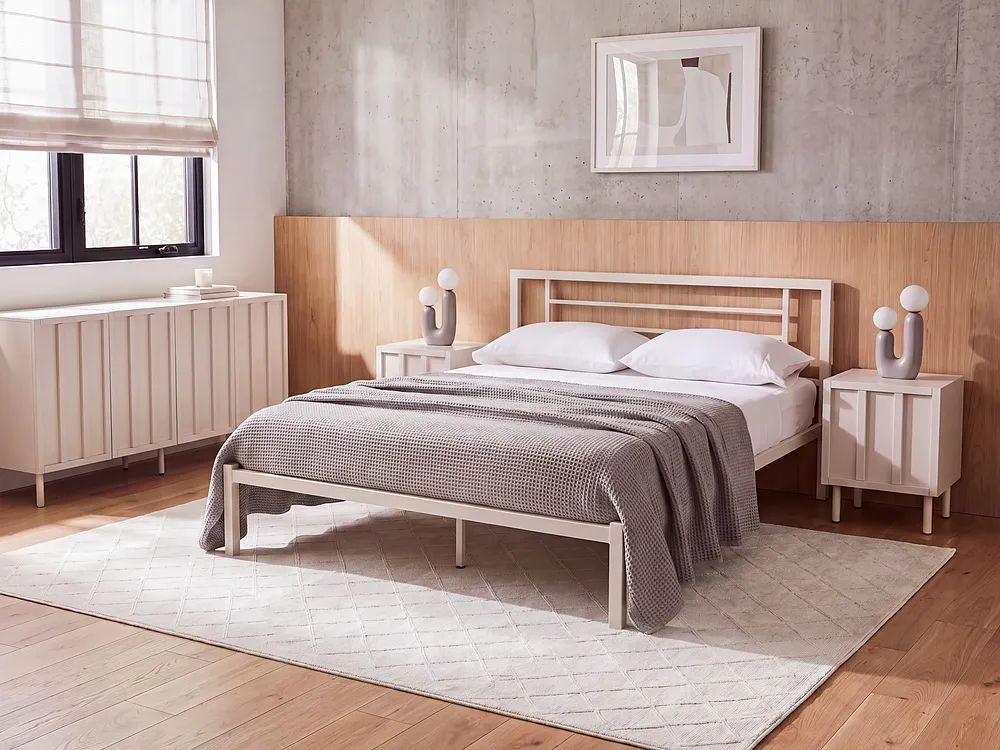 Sänky Metalli CUSSET 140 x 200 cm Vaaleanbeige