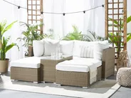 Garden Lounge Set with Table 2 Seater NOTO Modular PE Rattan Light Brown_776844