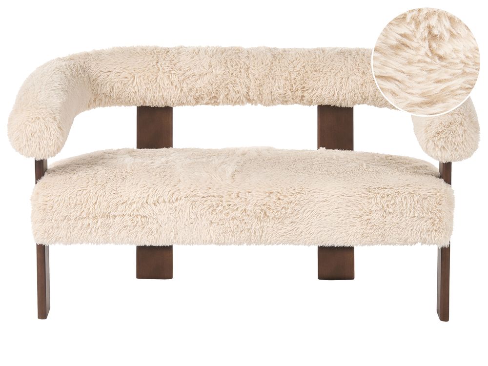 Soffa 2-sits ILBRO Fuskpäls Off-White/ Mörkbrun