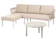 Garden Corner Sofa with Table 3 Seater ORTE Metal Beige Right Hand_1125232