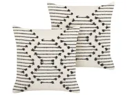 Set med 2 prydnadskuddar MYRTUS 45 x 45 cm Bomull Beige Geometriskt tryck_839967