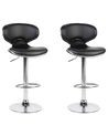 Set of 2 Bar Chairs CONWAY Swivel Faux Leather Black