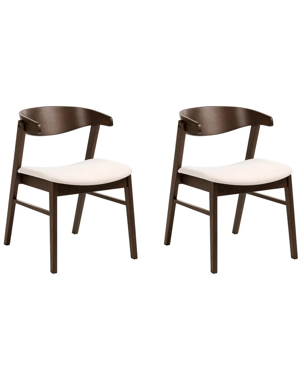 Set of 2 Dining Chairs LILLY Fabric Dark Brown/ Off-White