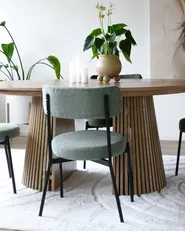 Set of 2 Dining Chairs ALLISON Boucle Light Green_967510