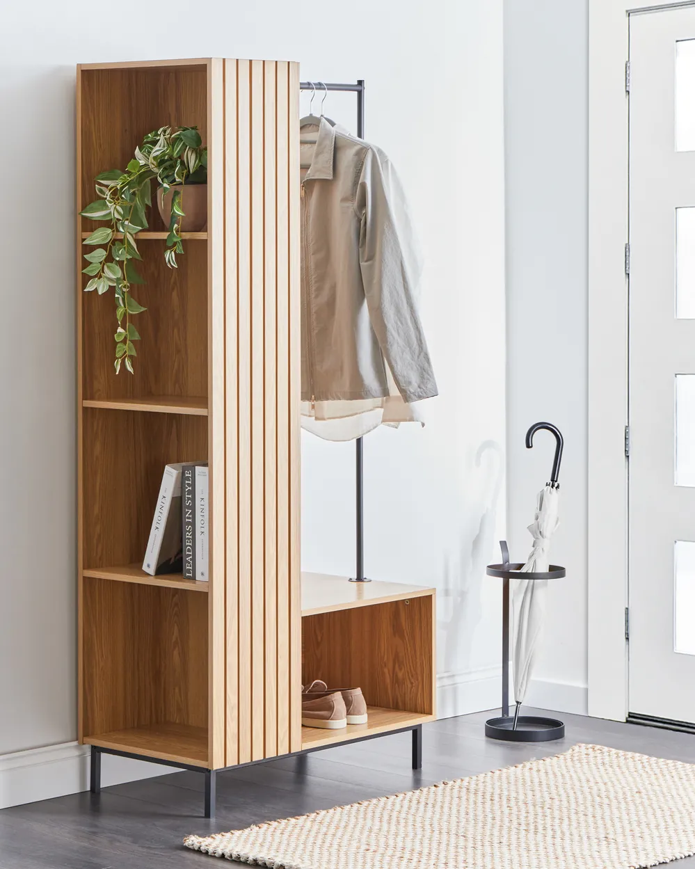5 Shelf Open Wardrobe LEANDRO Light Brown