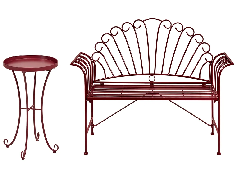 Bistro Set CAVINIA Metal Burgundy