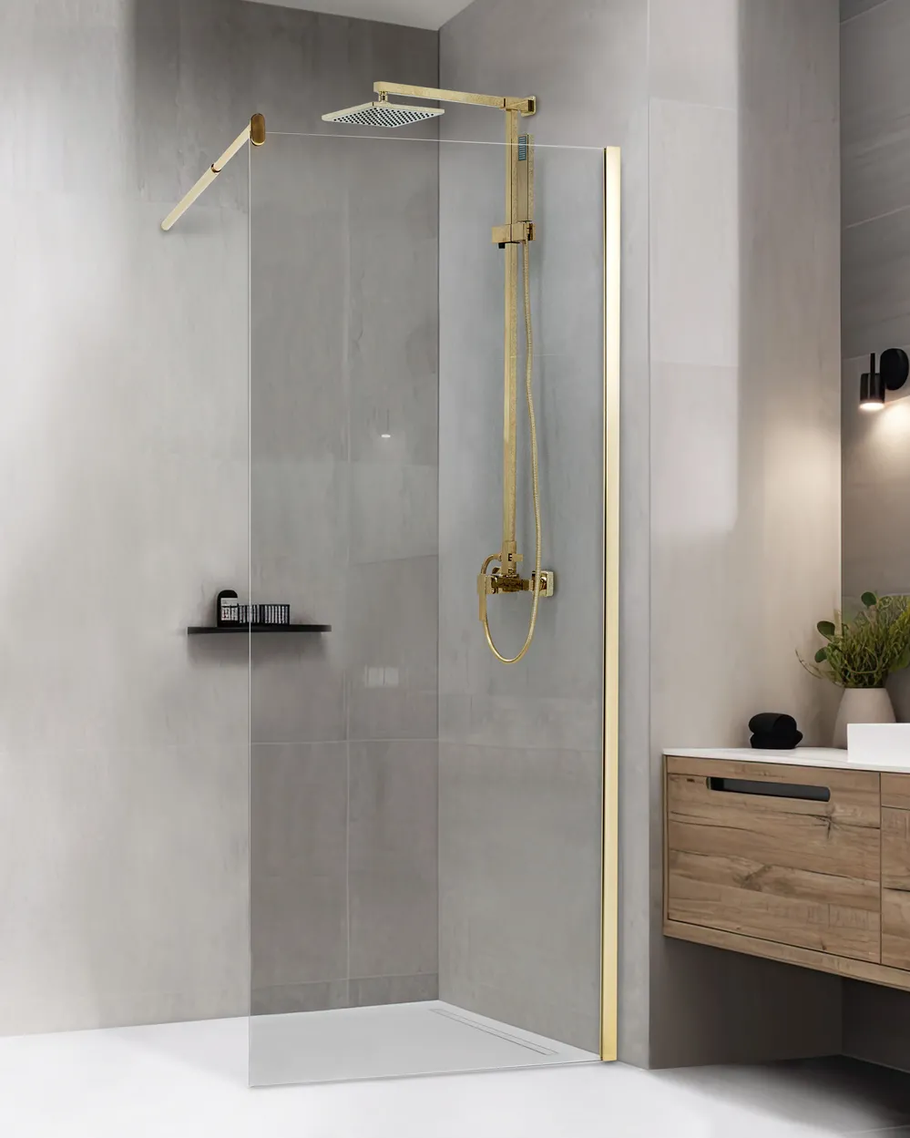 Shower Screen AHAUS 800 x 1900 mm Gold