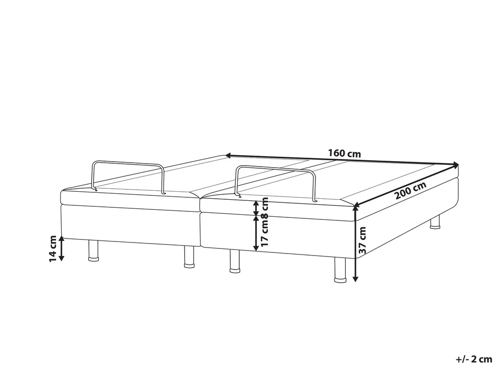 Adjustable Bed without Headboard Fabric DUKE II 160 x 200 cm (EU King Size) Dark Grey_987928