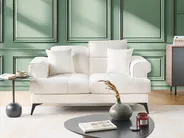 Sofa 2 Seater SKIVE Boucle White_948655