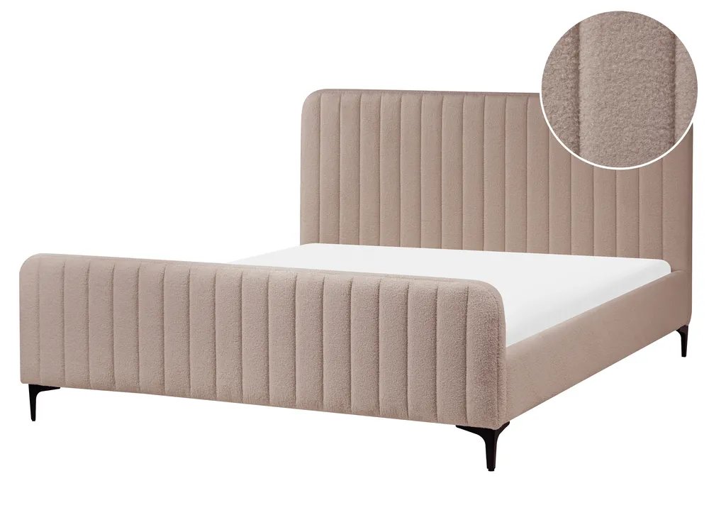 Bed Boucle LUNAN 160 x 200 cm (EU King Size) Taupe