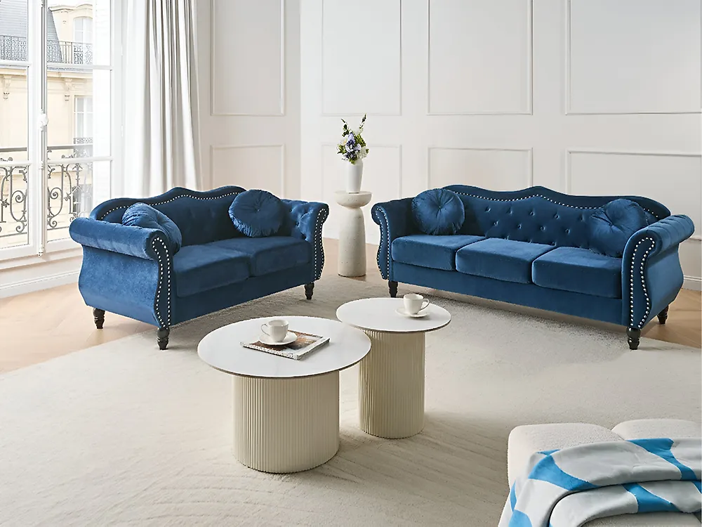 Sofa 3 Seater SKIEN Velvet Navy Blue_1171074