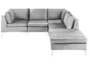 Modular Corner Sofa 4 Seater EVJA with Ottoman Velvet Grey Left Hand_789038