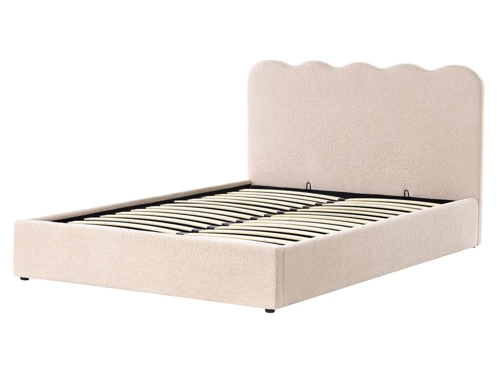 Ottoman Bed NANTERRE Boucle Beige 160 x 200 cm (EU King Size)_1019635