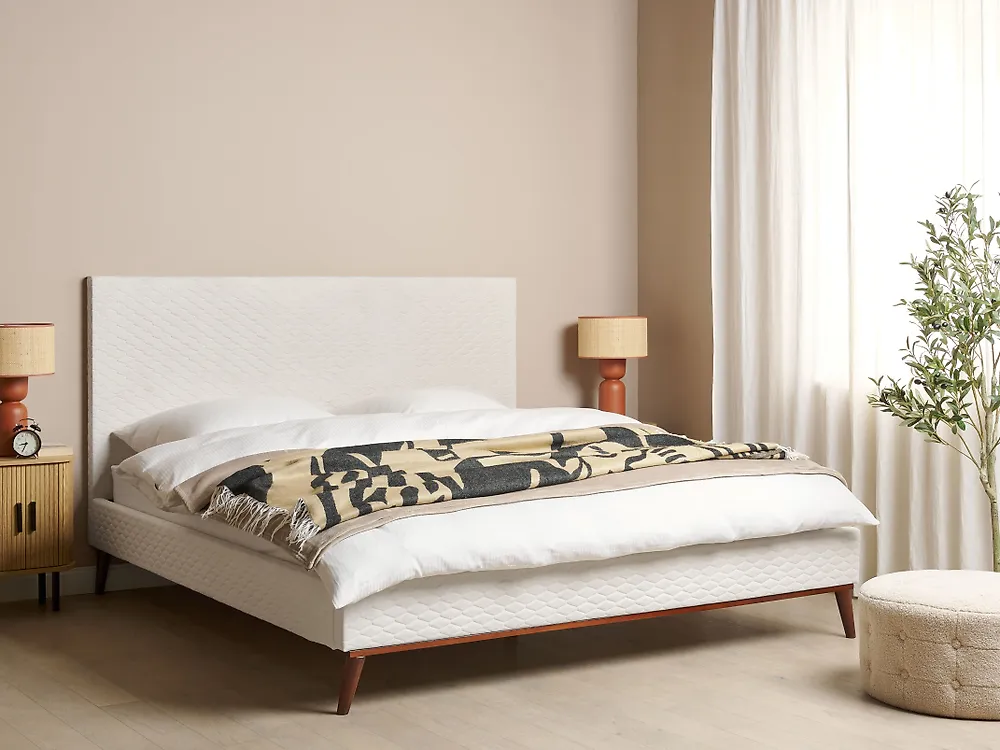 Bed Velvet BAYONNE 180 x 200 cm (EU Super King) Off-White_1188140