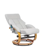 Massage Chair FORCE with Footstool Faux Leather Light Grey_965053