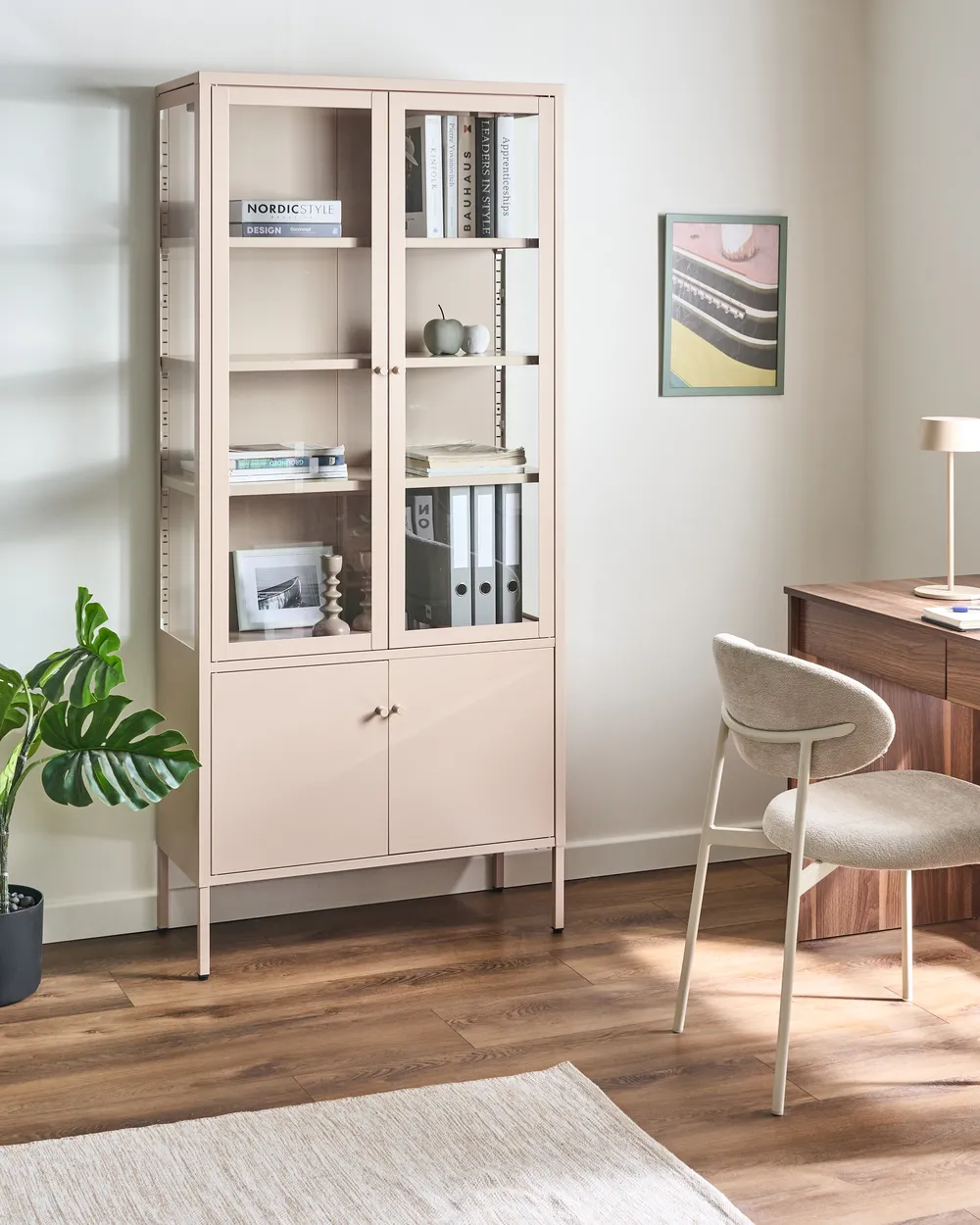 Glass Display Cabinet OXTED 80 cm Metal Beige