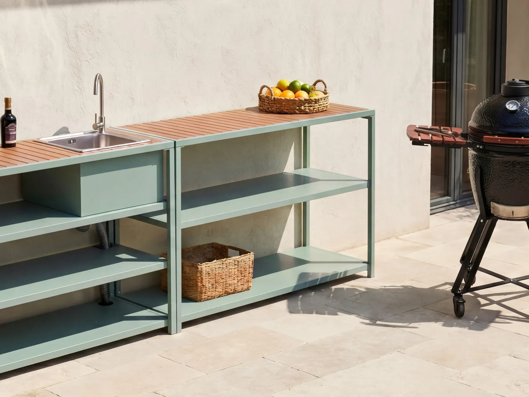 Outdoor Kitchen Island AVETRANA Light Green Metal_1079287