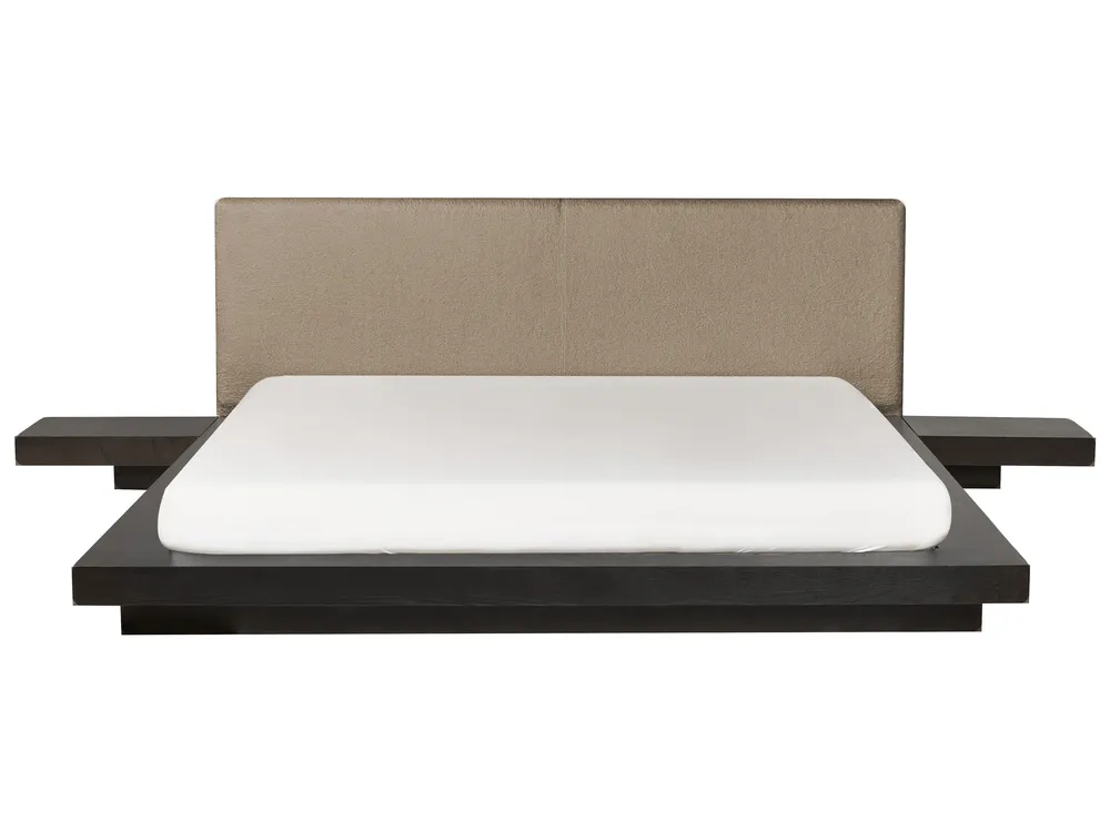 Bed with LED Boucle ZEN 160 x 200 cm (EU King Size) Dark Ash Wood_1080166