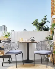 Set of 2 Garden Chairs with Cushions PALMI Metal Grey_808204